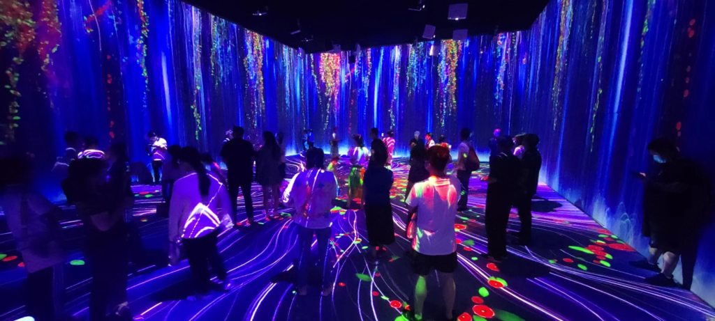 Holographic interactive projection floor projector for secret room