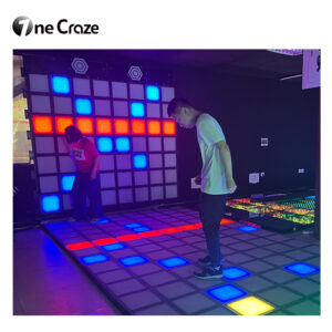 LED grid interactive games for children's play areas