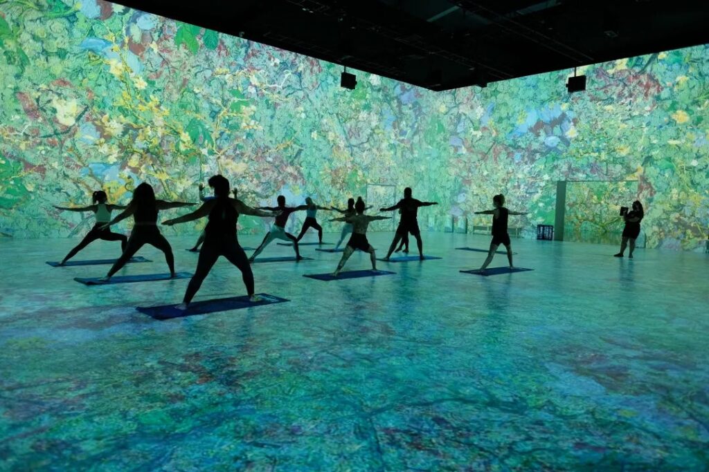 Applying art projection mapping in new yoga studios