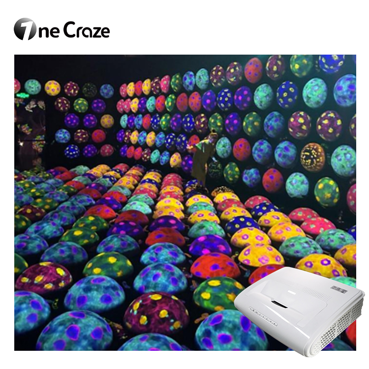 Kids interactive art space with digital color balls