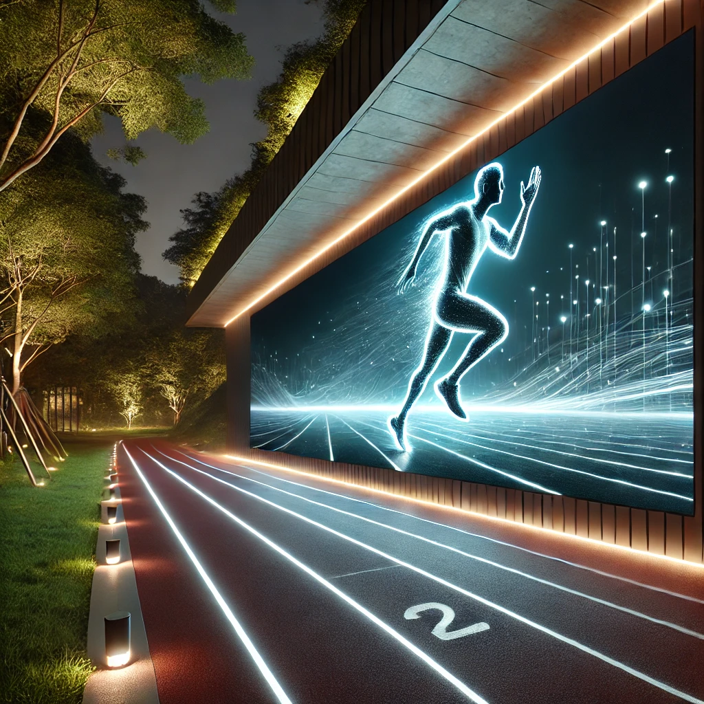 LED sensor running track system for schools