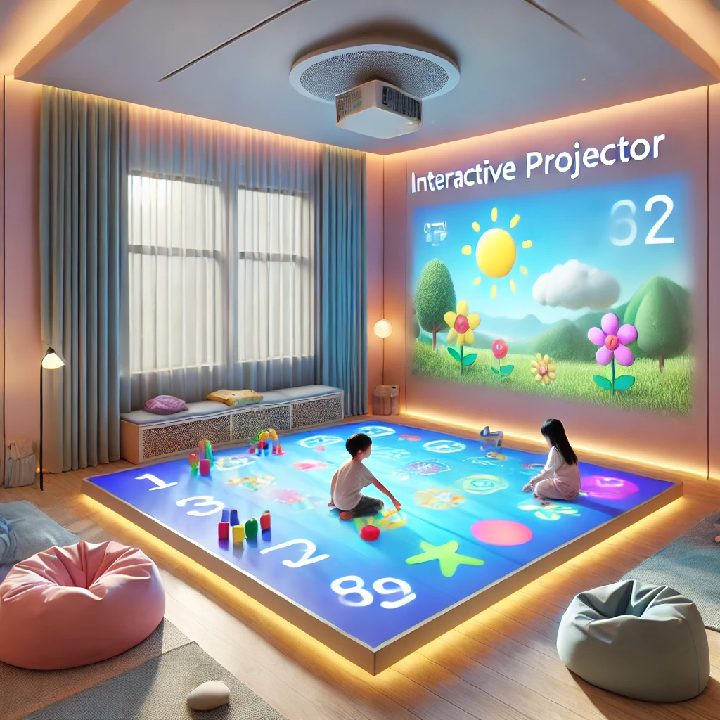 Interactive floor challenge game simulator for kids with autism