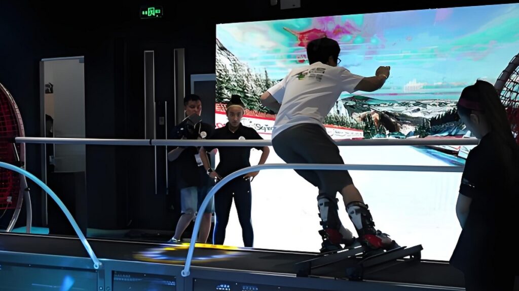 AR ski simulator game for fitness training
