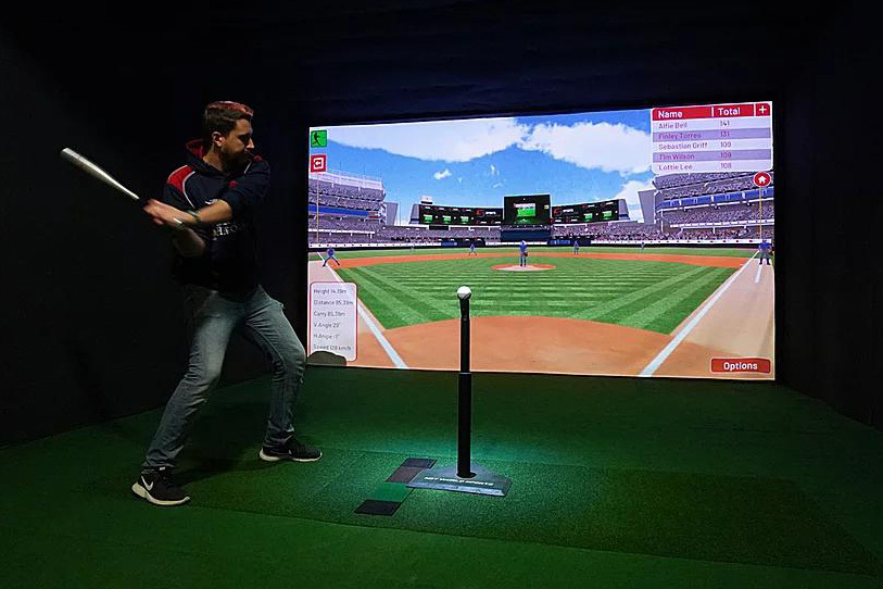 Affordable baseball swing trainer games and systems
