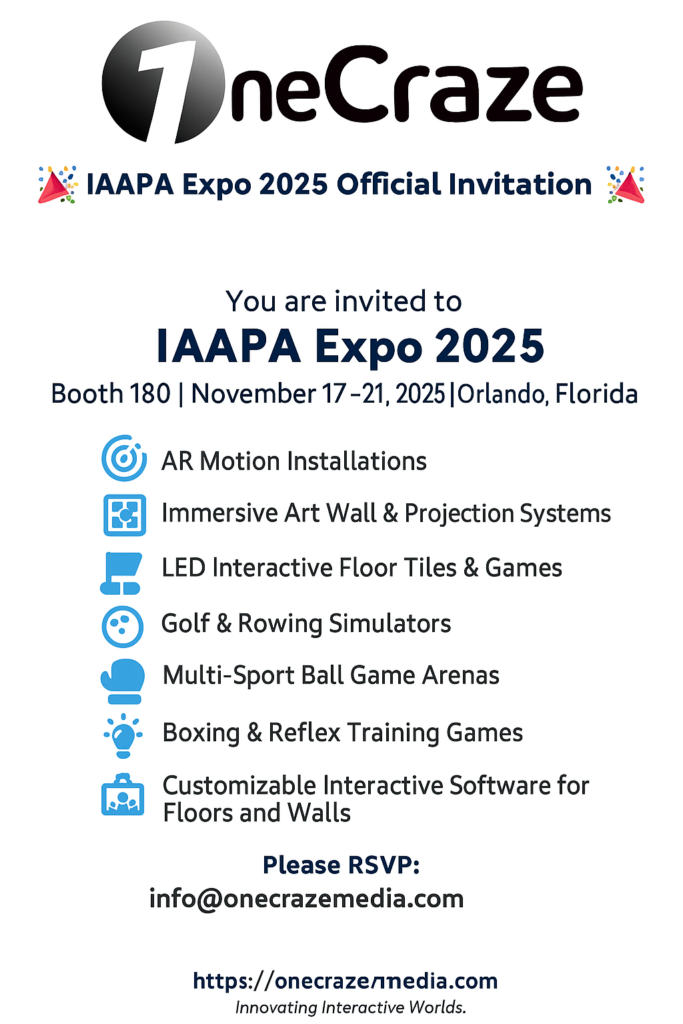 OneCraze to Exhibit Interactive Tech at IAAPA Expo 2025