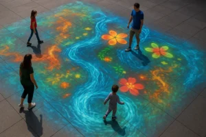 Touch-enabled interactive display maker for plazas