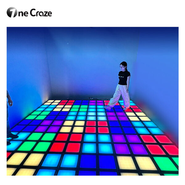 Interactive LED floor tile grid team-building game supplier showcase