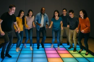 buy LED floor grid tiles for team building