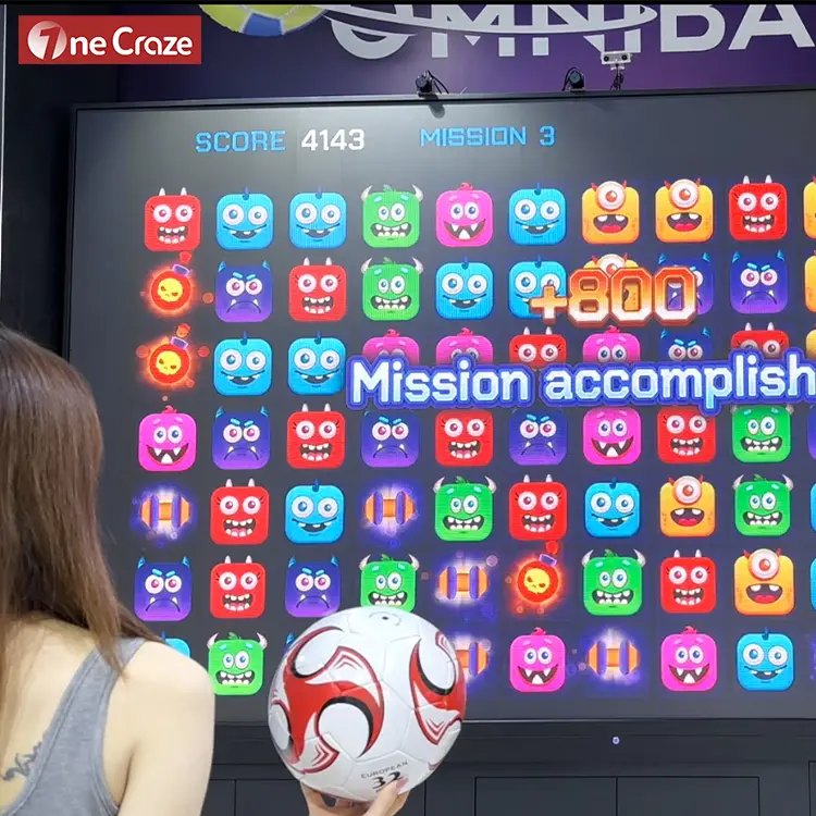 School Soccer Simulator Setup LCD wall soccer game in school sports hall