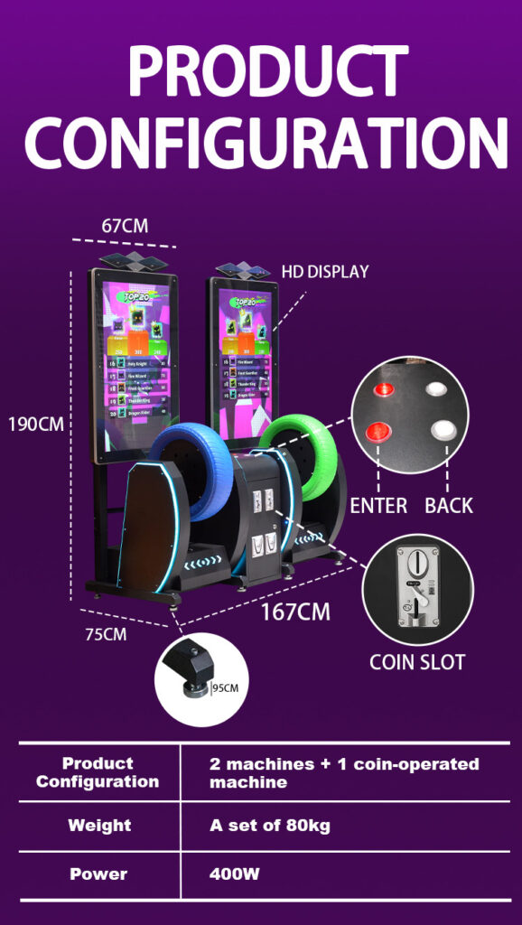 Player enjoying the dual-seat rotating wheel game