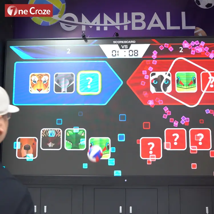 Interactive LCD Wall Touch Screen (2) Child using hand gestures to play ball game