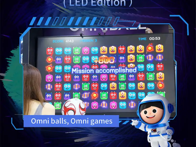 Pickleball Simulator Training Game (6) Kid kicking ball at LCD wall soccer game