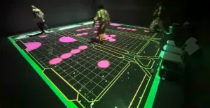 team floor mapping competition game room setup