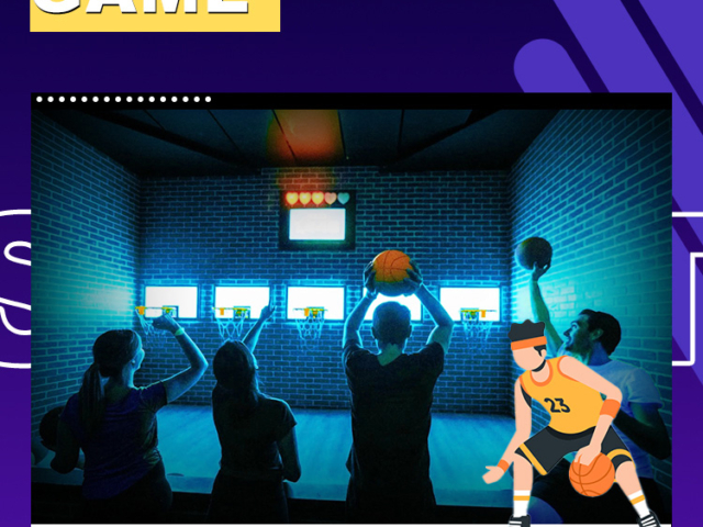 Competitive LED basketball game for leisure centers
