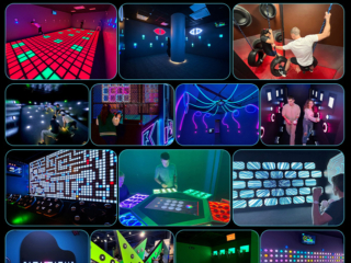 Indoor LED arena game encouraging active movement