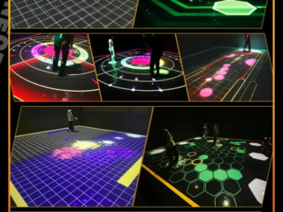 LED interactive sports hall flooring with projection