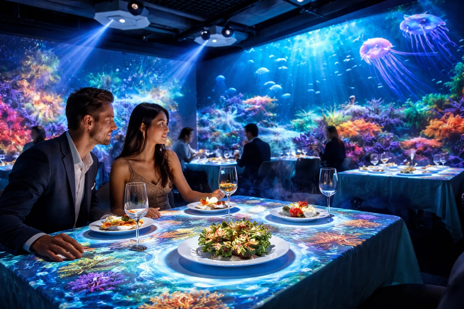 key differences between projection mapping restaurant and traditional restaurant