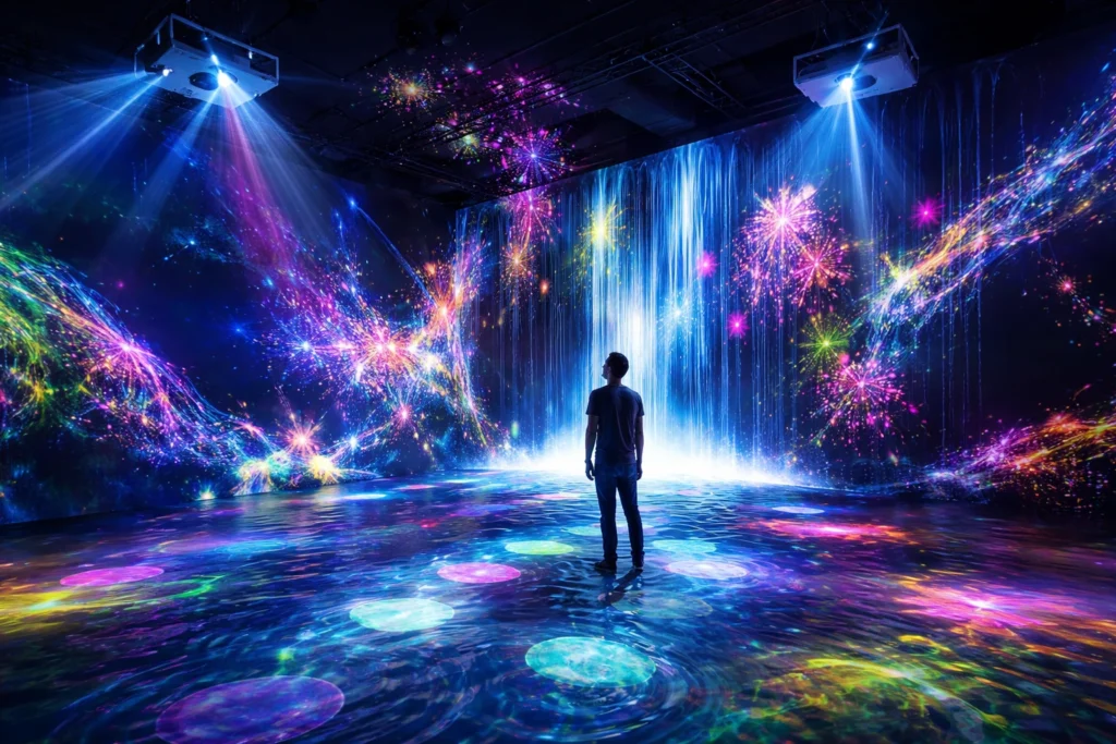 projector configuration for immersive light art installation