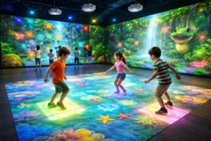 immersive display projector game system for kids