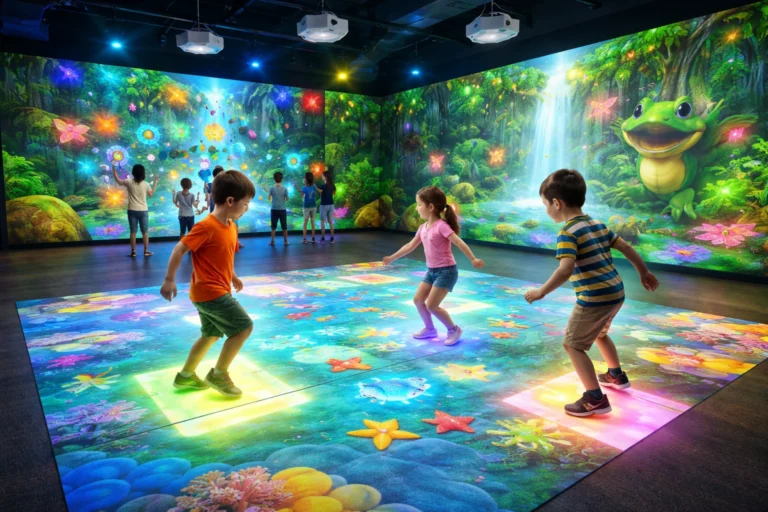 immersive display projector game system for kids