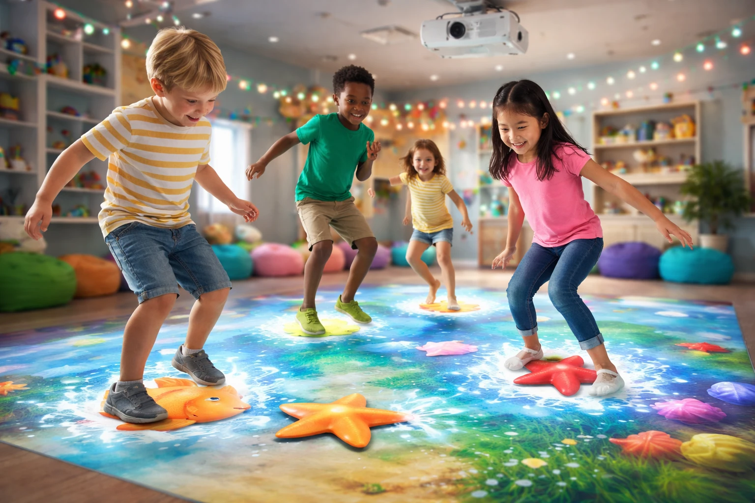 portable interactive floor play anywhere projector game