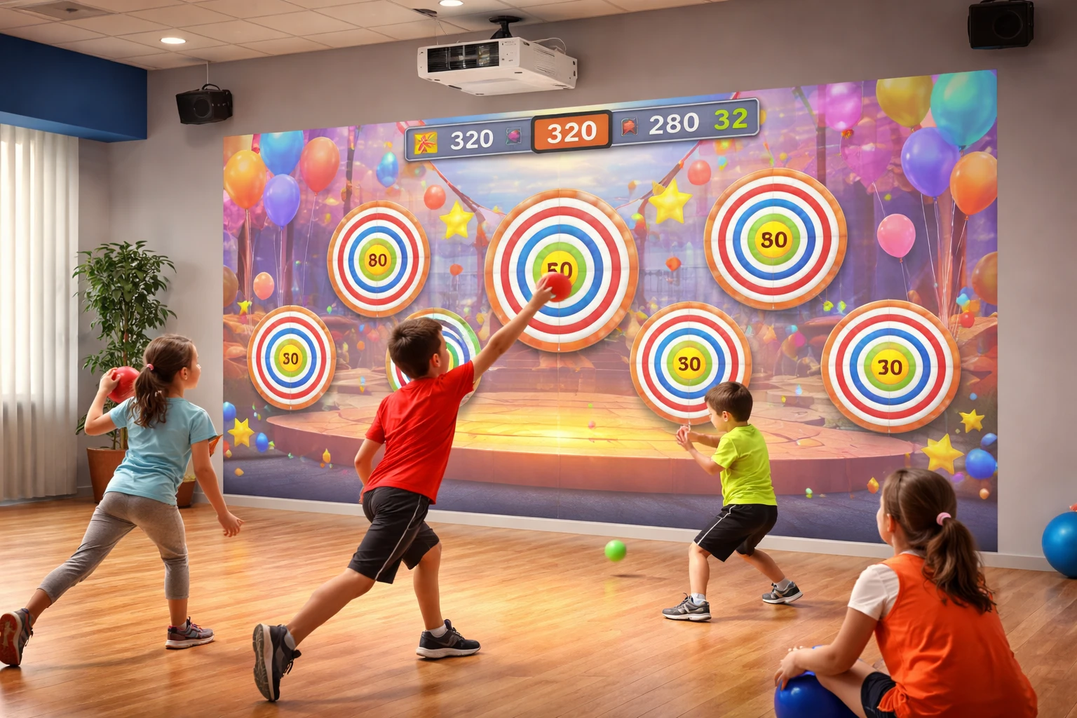 interactive projector on wall for sports education