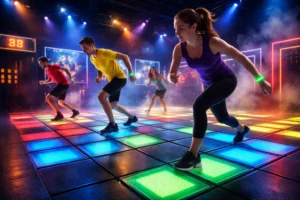 competitive active LED floor grid games