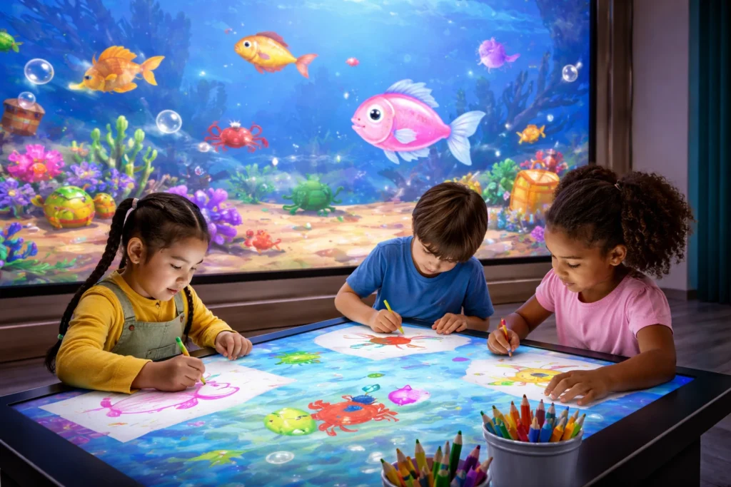 interactive touch screen table drawing mapping device system