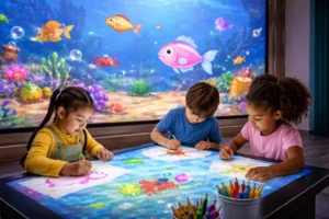 interactive touch screen table drawing mapping device system