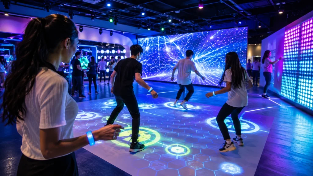 Custom RFID wristbands for events used in an interactive LED game room and floor projection experience
