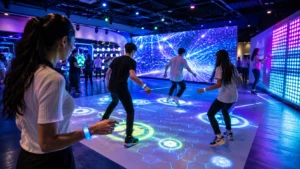 Custom RFID wristbands for events used in an interactive LED game room and floor projection experience