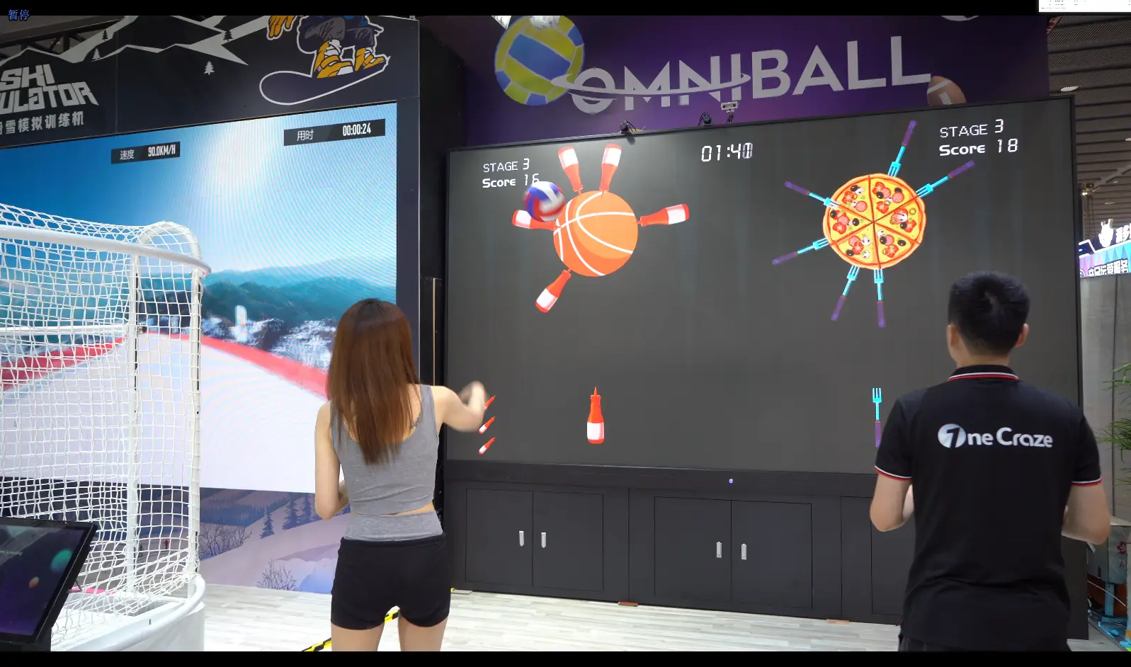 Food Cutting Knife Throwing Game interactive wall projector