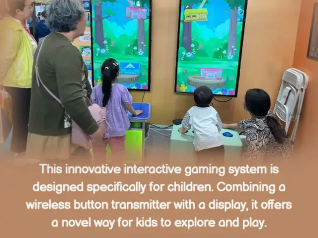 A dedicated play corner in a family restaurant featuring the interactive terminals