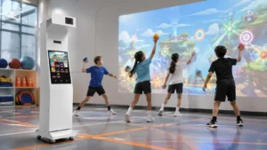 plug-and-play interactive beam-reactive wall projector machine