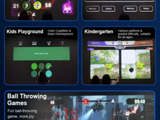 All-in-one interactive projector device for motion sensing wall games