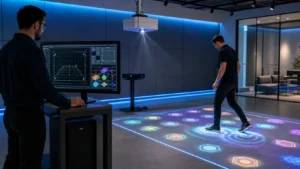 Interactive floor projection software calibration with projector and motion sensor
