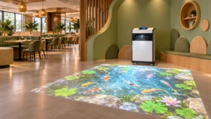 Interactive floor projector in a restaurant kids corner